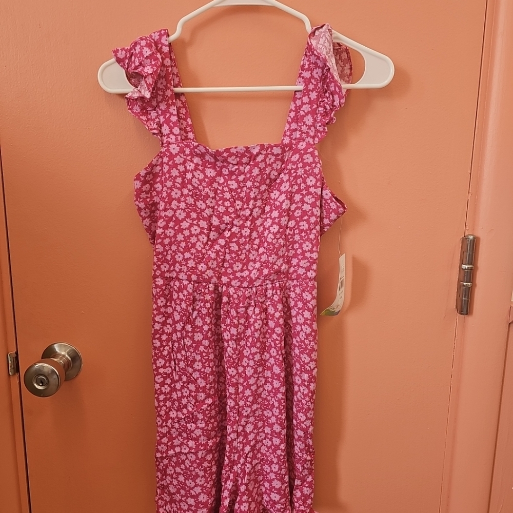 NWT Girls Size XXL (18/20) Pink Floral Woven Short Romper Colorful Planet